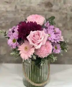 Jar of Petite Pink Flowers