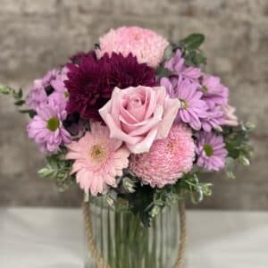 Jar of Petite Pink Flowers
