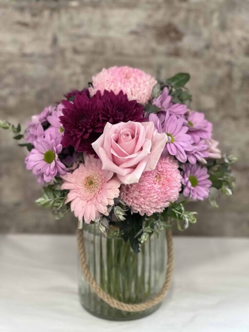 Jar of Petite Pink Flowers