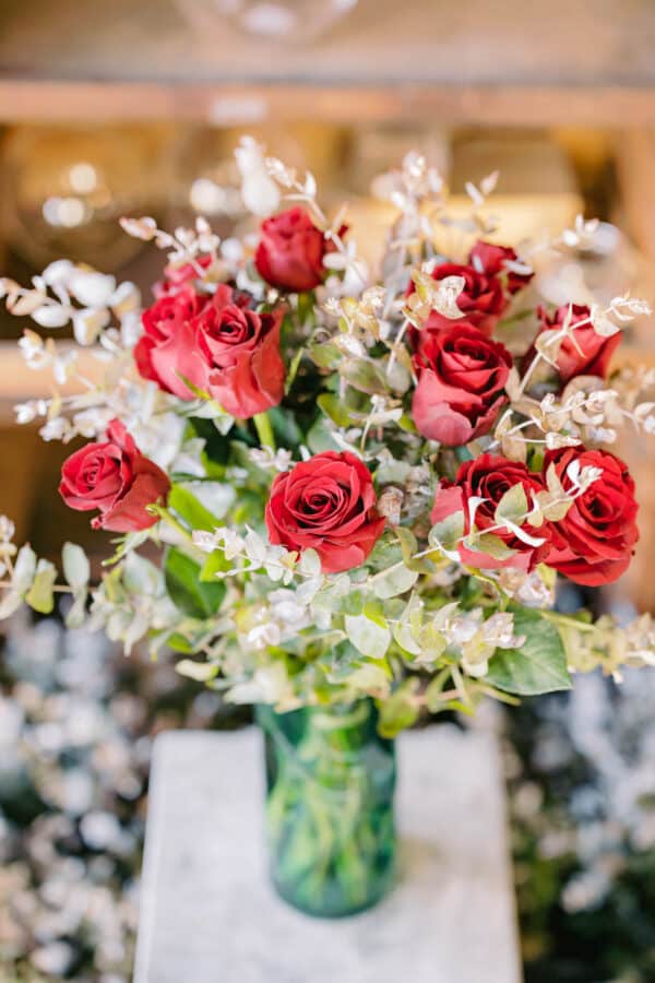 Bouquet of 12 Red Roses with Greenery