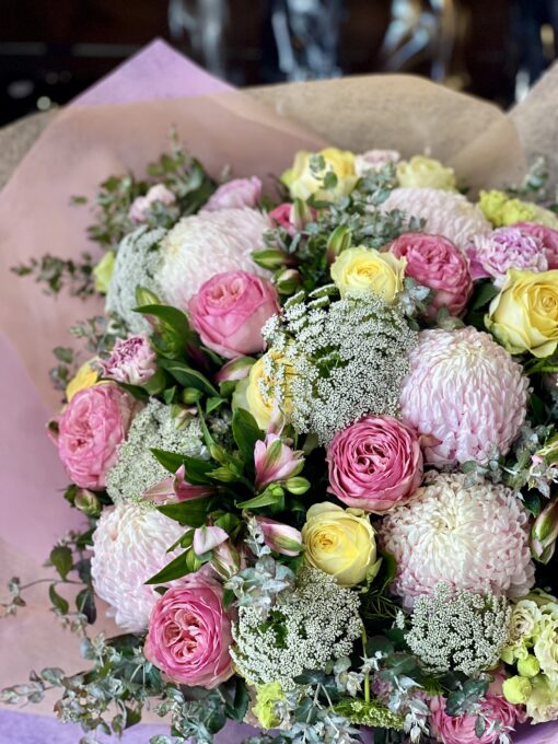 Closed Up Photo of A Bouquet of Roses with Fresh Seasonal Blooms